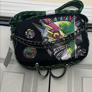 Universal Studios Green Checkered Crossbody Bag